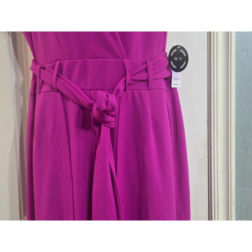 Shelby & Palmer Womens 18W Magenta Surplice V-Neck Wide Leg Jumpsuit NWT 9J710